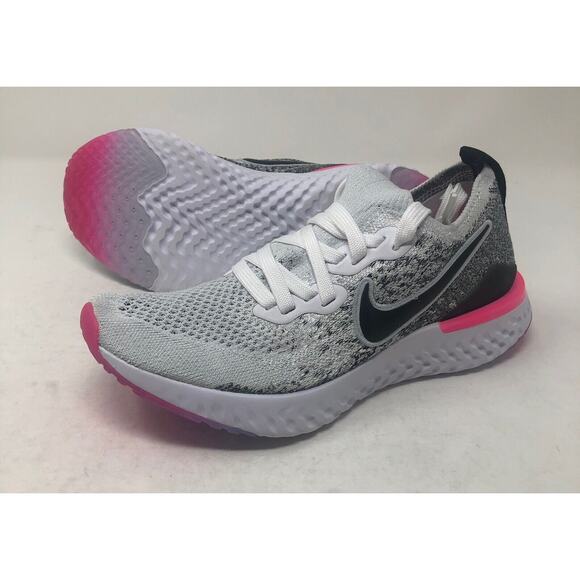 Nike Epic React Flyknit 2 White Black Pink Running Shoes BQ8927 103 Womens 5.5 - Picture 4 of 10